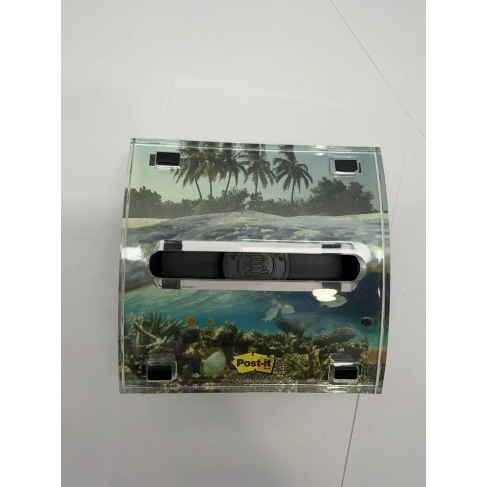 Post-it Pop-Up Note Dispenser Desktop Holder, Tropical Beach Ocean Design Fish